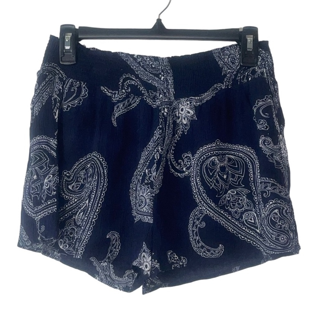 Altar’d State smocked waist and navy white paisley flowy flounce shorts medium - Picture 1 of 8